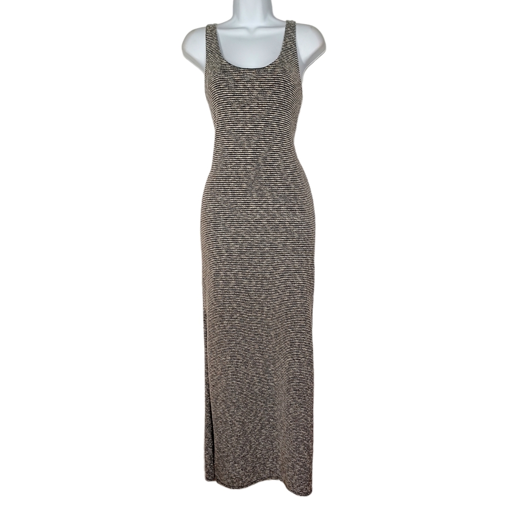 BANANA REPUBLIC Black Gray Striped Print Racerback Sleeveless Maxi Dress X-Small